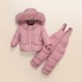 ULKNN Winter Children Clothing Sets Kids Down Coat Jacket Hooded Parkas+Bib Pants Jumpsuit Boy Fur Snowsuits Baby Girl