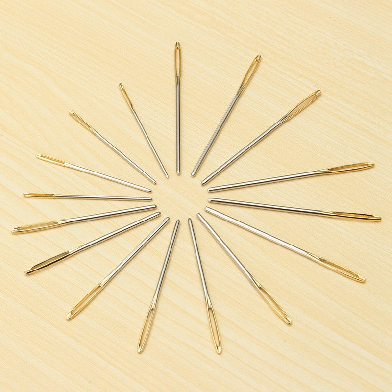 18pcs/Set 7/6/5.2cm 3 Sizes Large Leather Hand Sewing Needles Gold Eye Needle Embroidery Tapestry Home Wool DIY Sewing Needles