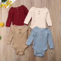 PUDCOCO Newborn Baby Girls Boys Bodysuits Spring Autumn Toddler Clothes Ribbed Cotton Long Sleeve Infant Jumpsuit Baby Clothing