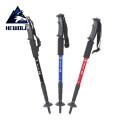 Hewolf Anti Shock Walking Sticks Ultralight Straight Shank Hiking Stick 4 Section Ski Pole Adjustable Trekking Poles Crutches
