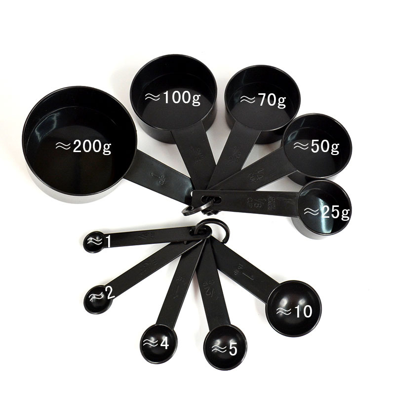 Kitchen Accessories 1Set Kitchen Cooking Tools Black Plastic Measure Spoon Coffee Sugar Measuring Cups Kitchen Utensils Gadgets