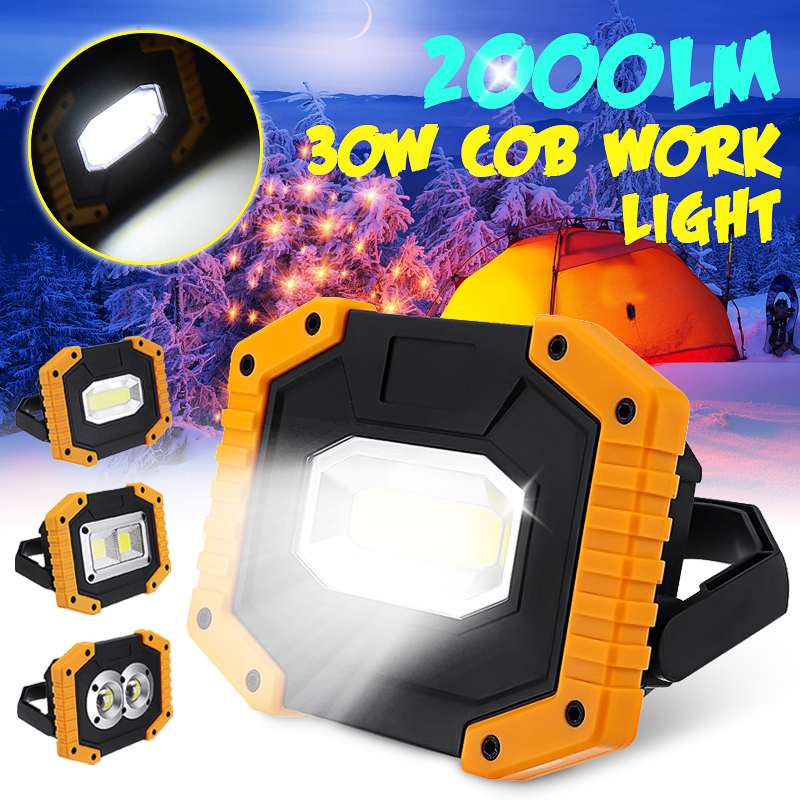 30W COB LED Rechargeable Work Light Emergency Lamp Hand Torch Camping Tent Lantern USB Charging Portable Power Bank Searchlight