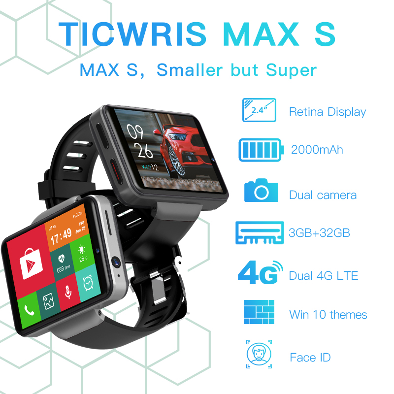 DM101 Max S 4G Android Smart Watch For Men 2.4" Display Face ID 2000mAh 3GB 32GB 8MP Dual Camera GPS Bluetooth Smartwatch 2020