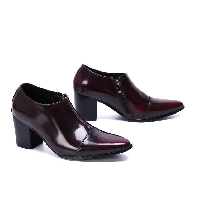 Height Increase Patent Leather Men Shoes Pointed Toe High Heels Dress Shoes Men's Slip-On Wedding Shoes Career Work Shoes 37-46