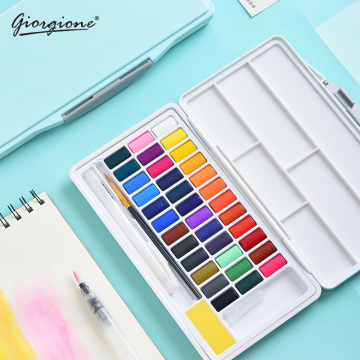 High-quality 48 Colors Solid Watercolor Paint Set Macarons Water Color Pigment Portable Box With Water Brush Pen Art Supplies