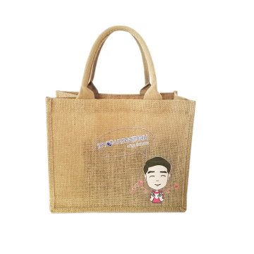 Wholesales 500pcs/lot Unisex Recyclable Natural Jute Bag Promotional Hessian Grocery Tote Bags for Shopping Beach Travelling