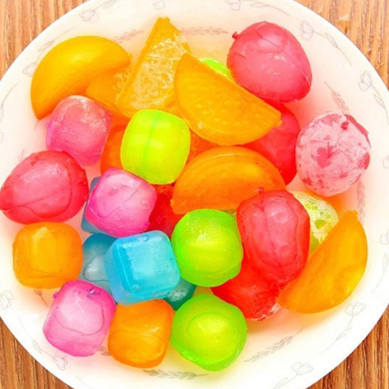 6pcs/lot Multicolour Plastic Reusable Ice Cubes Square/Fruit Shaped Ice Cube Physical Cooling Tools Party Tool