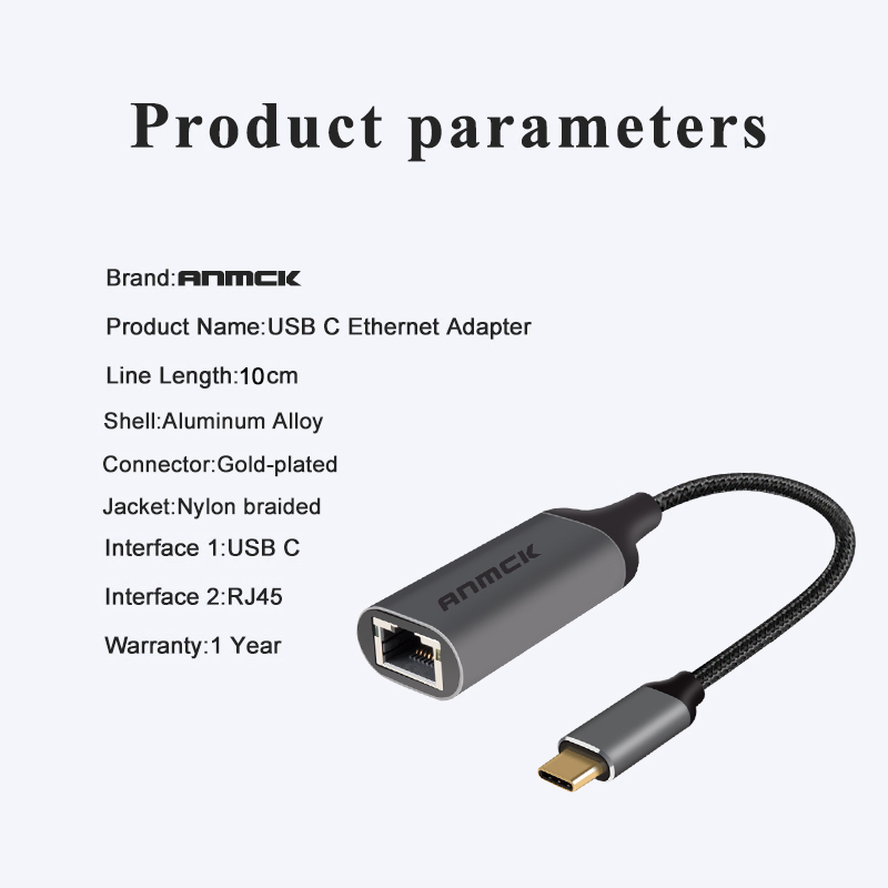 Anmck USB C Ethernet USB-C to RJ45 Lan Adapter for MacBook Pro Samsung Galaxy S9/S8/Note 9 Type C Network Card USB Ethernet