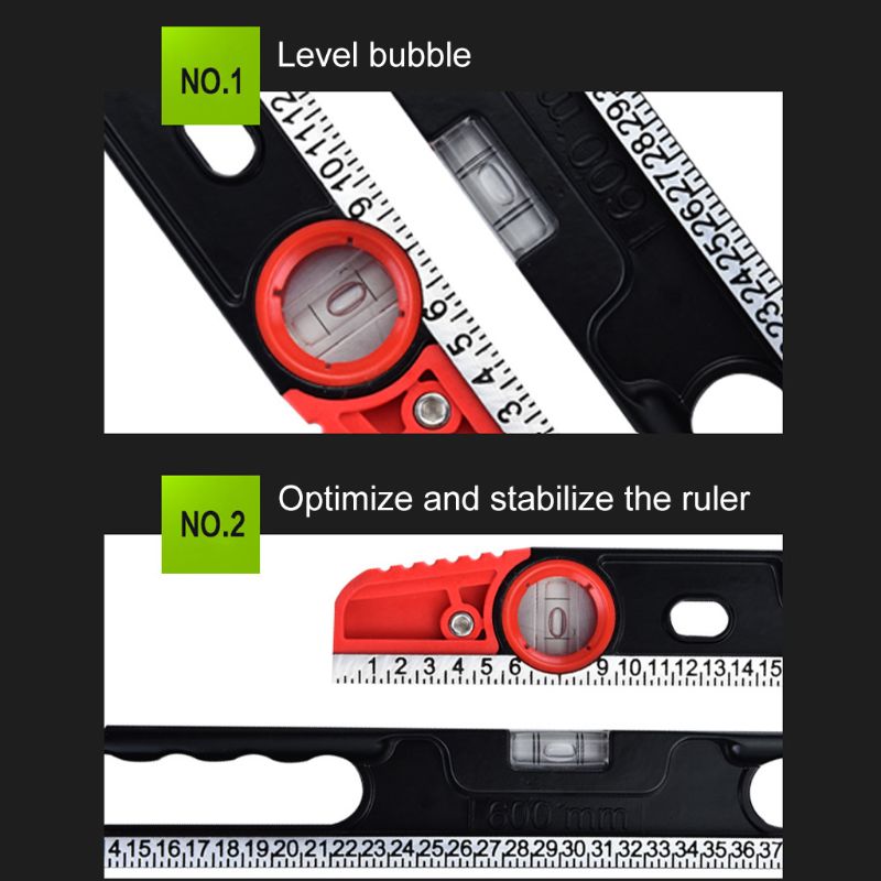 Precision aluminum alloy water level indicator digital scale horizontal length measurement capability spirit bubble level tool