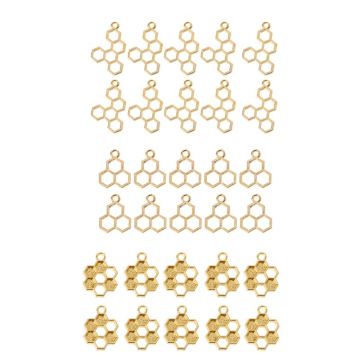 10Pcs Gold Honeycomb Pendant Blank Resin Frame Open Bezel Setting Jewelry Making