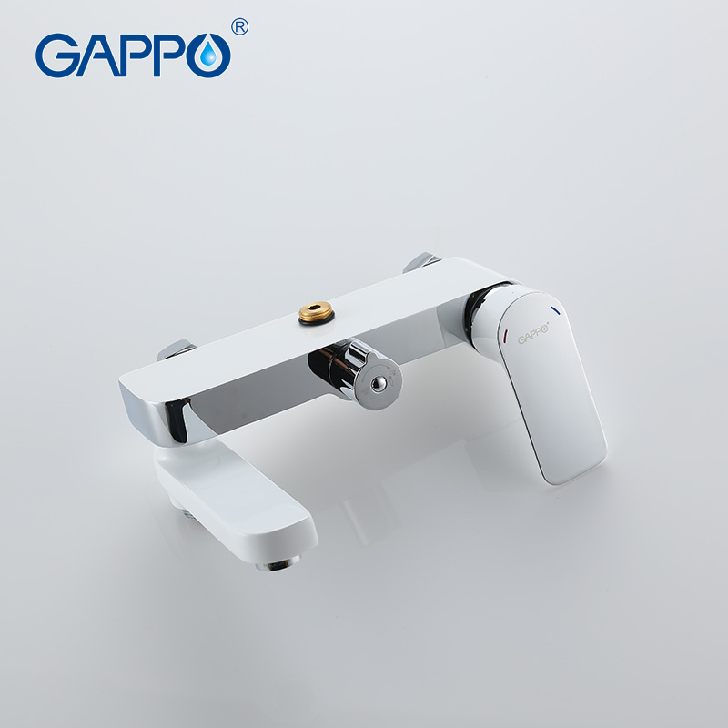 GAPPO Sanitary Ware Suite White Color Brass bathroom bath shower mixer set waterfall rain shower head bathtub taps