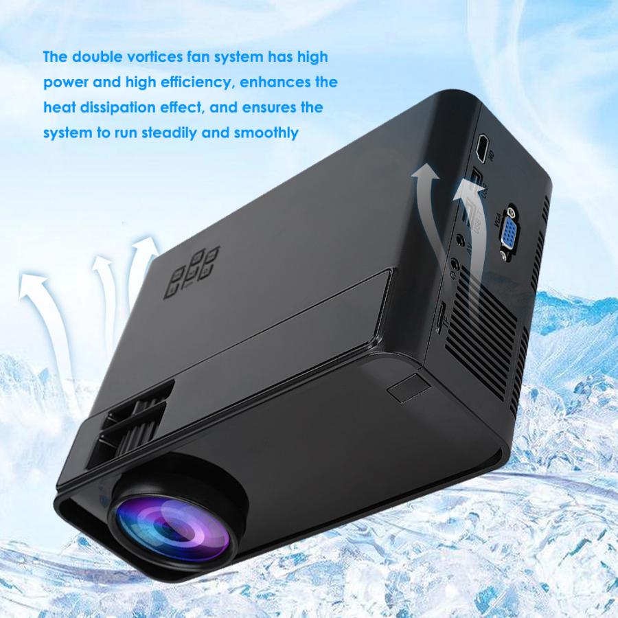 W13 Portable 4K WiFi Bluetooth LED Projector (720p for Android Version) Black 110-240V Rich expansion interface