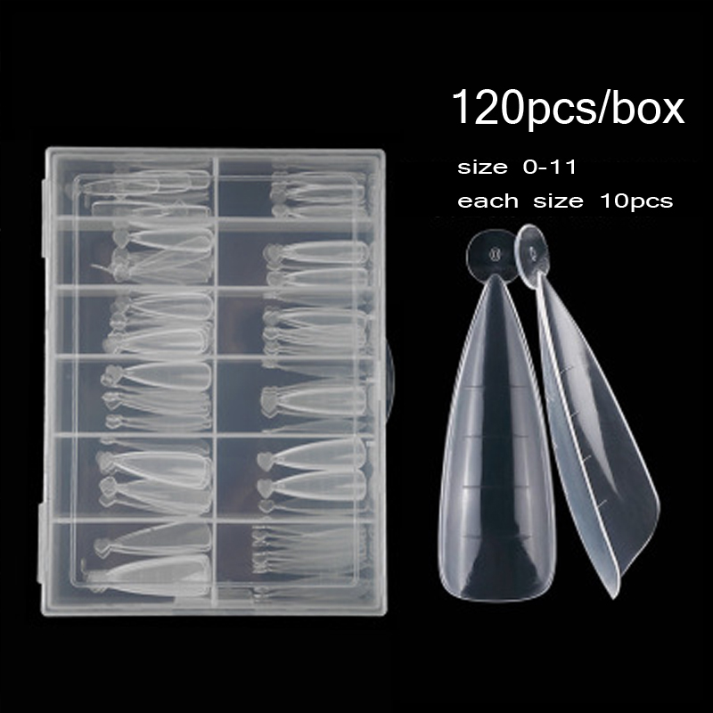 120pcs/box Clear Dual Extra long Nail Forms Nail System Quick Building Gel Mold Tips For Nail Extension Form UV Gel Mold Tips YT