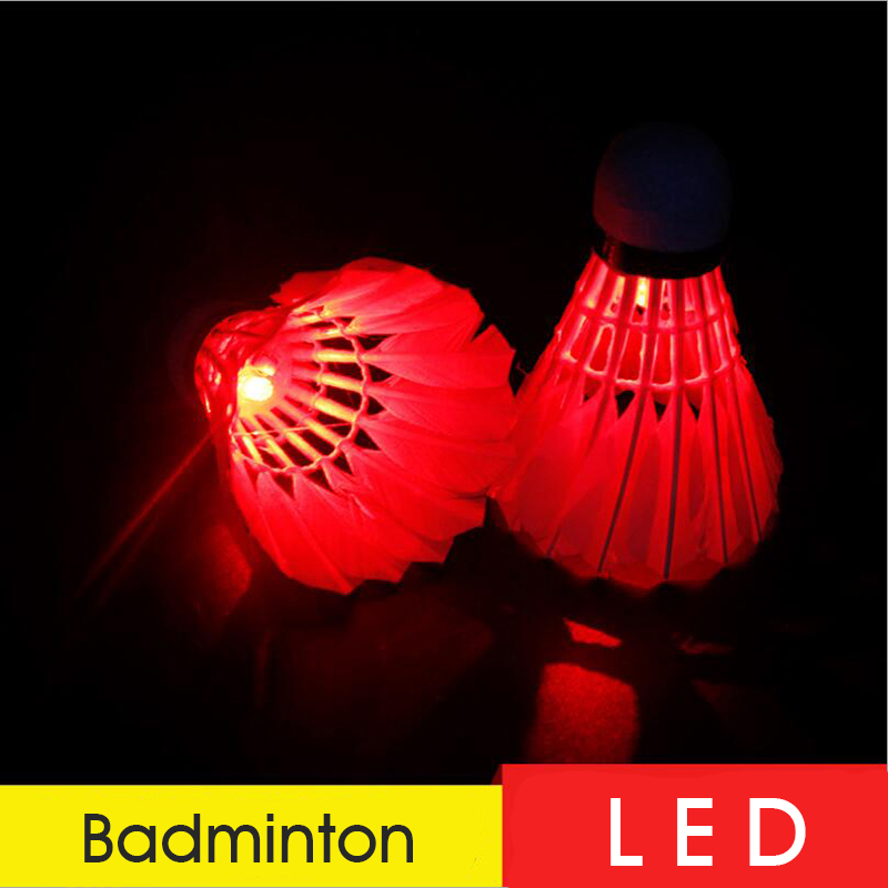4pcs LED Badminton Shuttlecock Ball Goose Feather Glow in Night Colorful Lighting Balls Outdoor Entertainment Sports Accessories