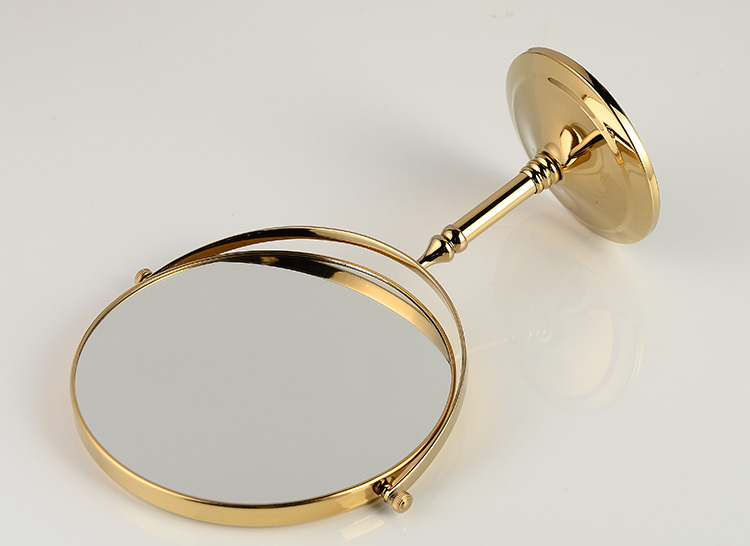 Bath Mirrors 8 Inch Round Wall Mirror Table Magnifying Mirrors Makeup Cosmetic Golden Double Side Brass Mirror for Bathroom 728K