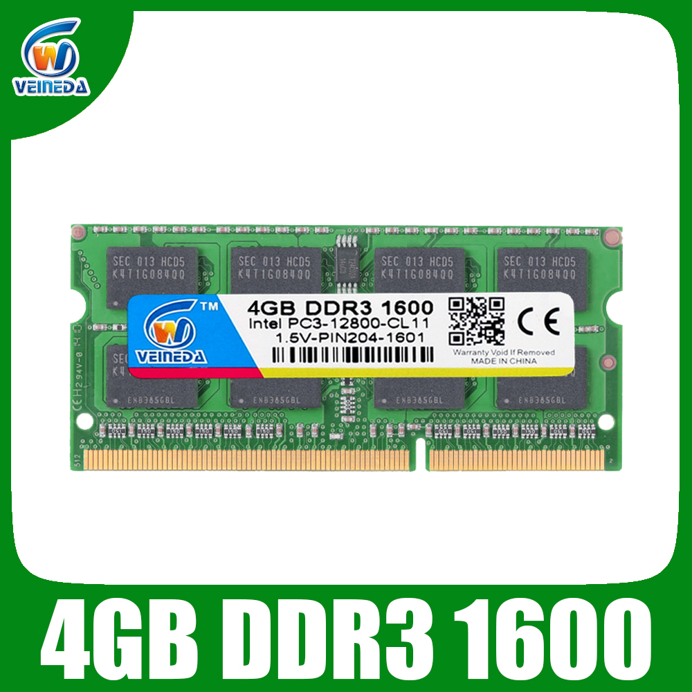 VEINEDA DDR3 8GB Ram Sodimm ddr 3 4gb 1600 1333 For Intel AMD laptop Ram Memory