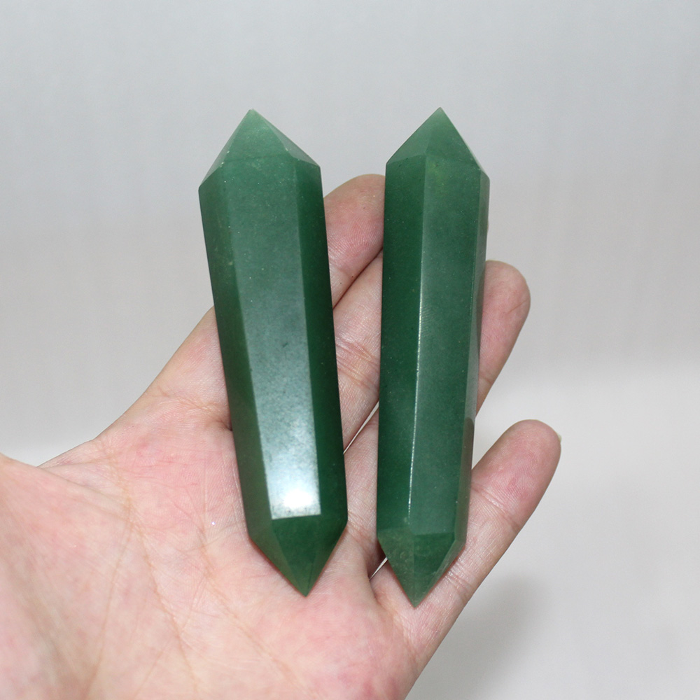 Natural crystal stone Aventurine Quartz green crystal Double point Hexagonal crystal column Healthy magic wand