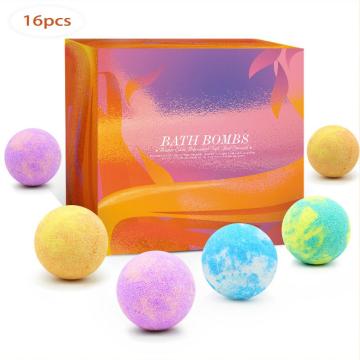 16PCS Handmade Natural Bath Salt Exfoliating Moisturizing Oil Essential Dried Flower Sea Salt Fragrant Body Bath Ball Set