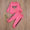 Kid Baby Girl Sequined Top Hoodie, Lace-up Pants, Round Collar Long Sleeves Heart Patchwork Top Side Pocket Jogger Trousers 1-6Y