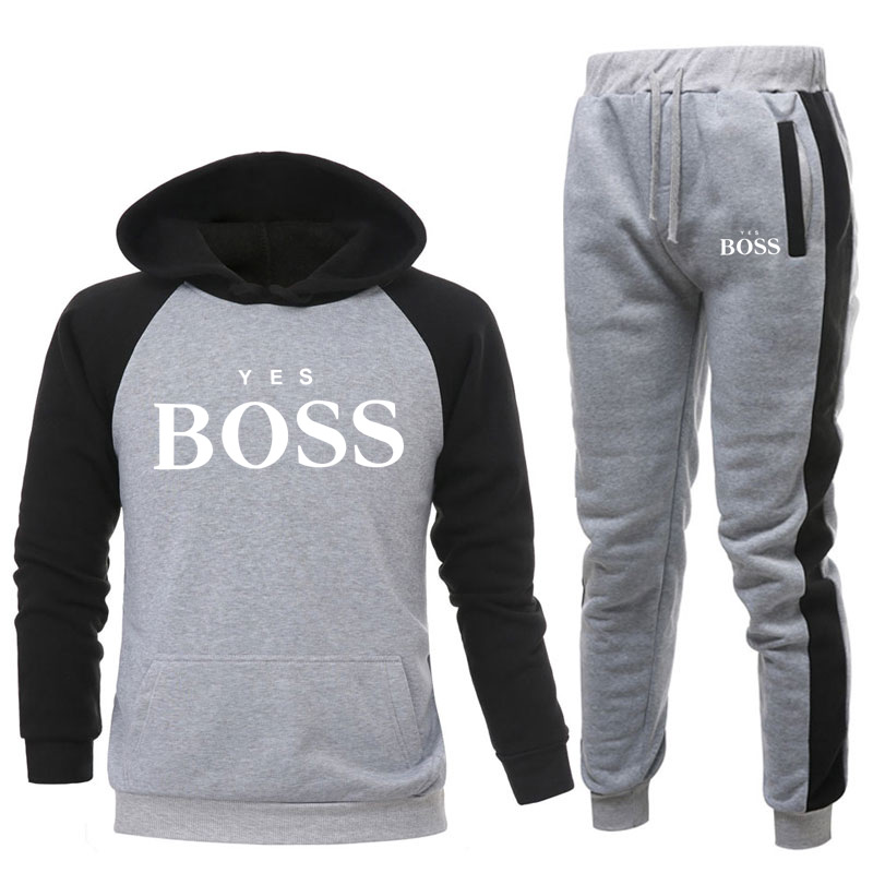 New Tracksuit Brand New Fashion Men Sportswear Yes Boss Print Men Hoodies Pullover Hip Hop Mens Patchwork Sweatshirts Clothing