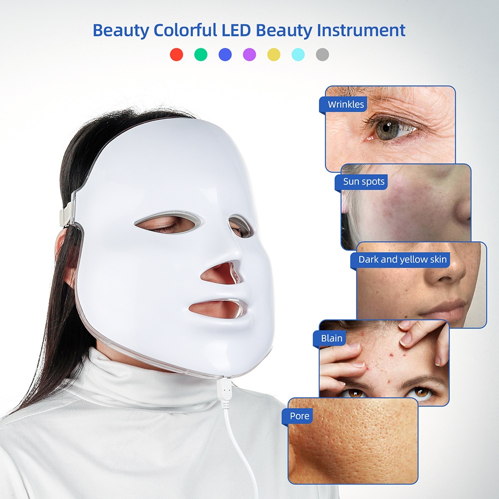 7 colors LED Facial Mask Face Mask Machine Photon Therapy Light Skin Rejuvenation Facial PDT Acne Anti Wrinkle Skin Care Mask