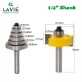 LA VIE 2PCS 1/4 Shank Rabbet Router Bit with 6 Bearings Set Adjustable Tenon Cutter Cemented Carbide Woodworking Bits MC01010