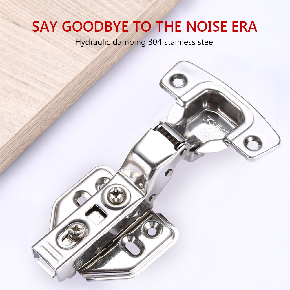 2pcs Stainless Steel Cabinet Door Hinges Core Hydraulic Damper Buffer Furniture Full/Embed Hardware Soft Close Kitchen Cupboard