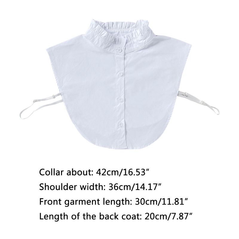 Women Sweet Wrinkled Ruffles Fake Stand Collar Layering White Sweater Half-Shirt L4ME