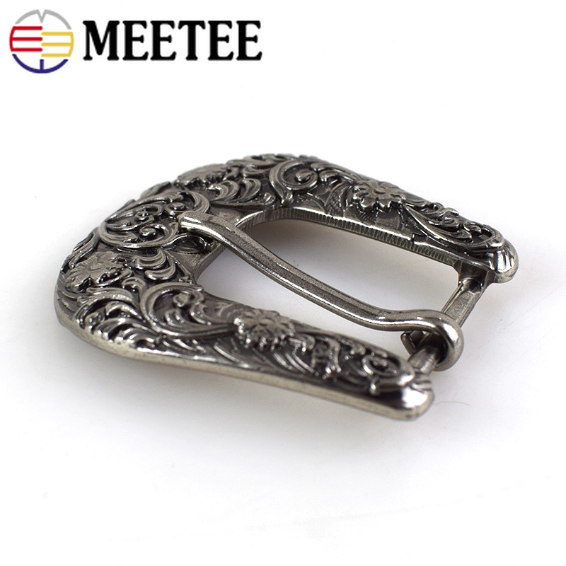 Meetee 1set 25mm Retro Carved Unisex Belt Buckles Metal Buckle Head DIY Leather Craft Decorative Hardware Accessories ZK785