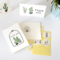 6sets Cute Cactus Folded Thank You Cards DIY Party Invitation Greeting Cards Creative Gift Card with Envelope Stickers