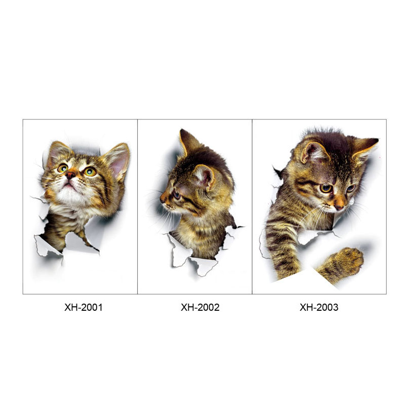 1pc DIY Cat Wall Stickers Decals Adhesive Family 3D Cute Window Room Decorations Bathroom Toilet Seat Decor Kitchen Accessories