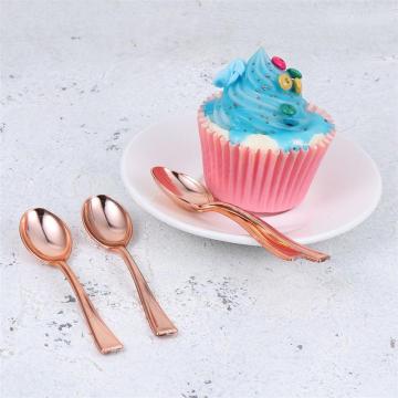 24pcs Mini Spoons fork Plastic Cake Spoons Disposable Dessert Spoons Ice-cream Spoons for Home Shop Party
