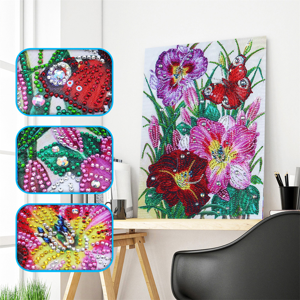 HUACAN 5D DIY Special Shaped Diamond Painting Flower Butterfly Cross Stitch Diamond Embroidery Kits Mosaic Home Decoration