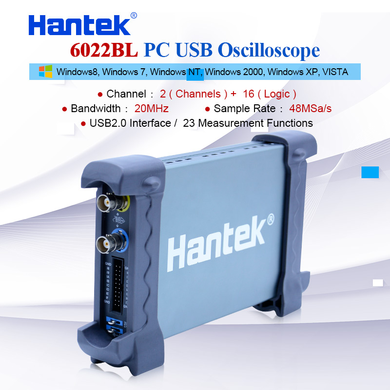Hantek Digital PC USB Oscilloscope 6022BL 2 Channels 20MHz Bandwidth 48MSa/s Sample Rate 16 Channels Logic Analyzer original