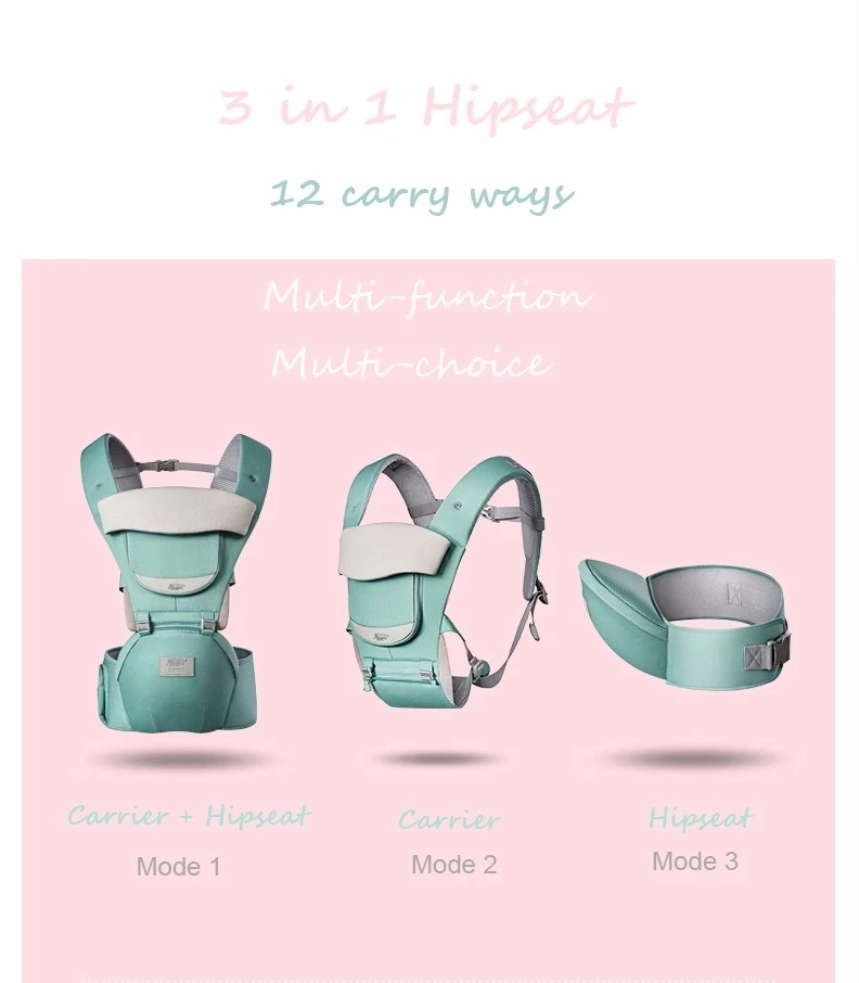 Ergonomic Baby Carrier Infant Baby Hipseat Carrier Sling Front Facing Kangaroo Baby Wrap Backpack Carrier for Baby Travel 0-36 M