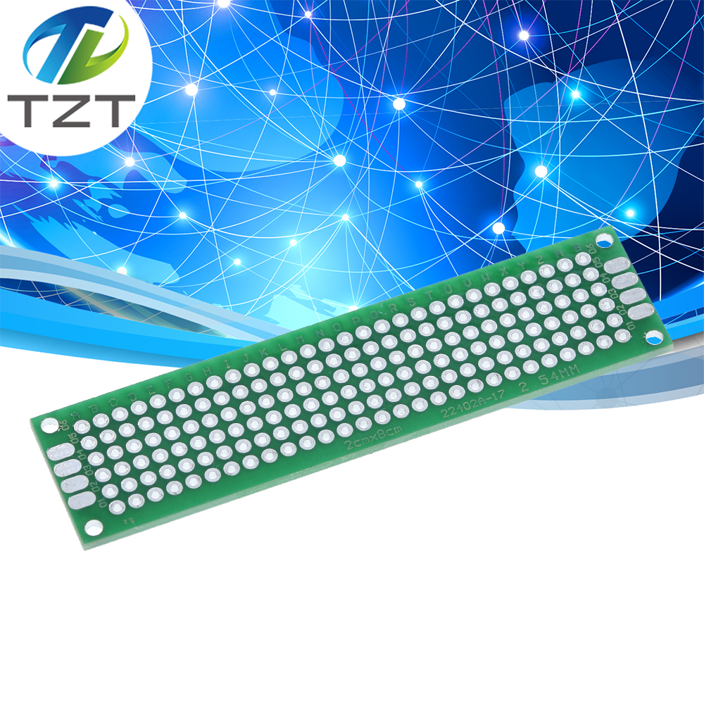 TZT 10pcs/lot 2x8 Double Side Copper Prototype PCB Universal Board Experimental Development Plate Green