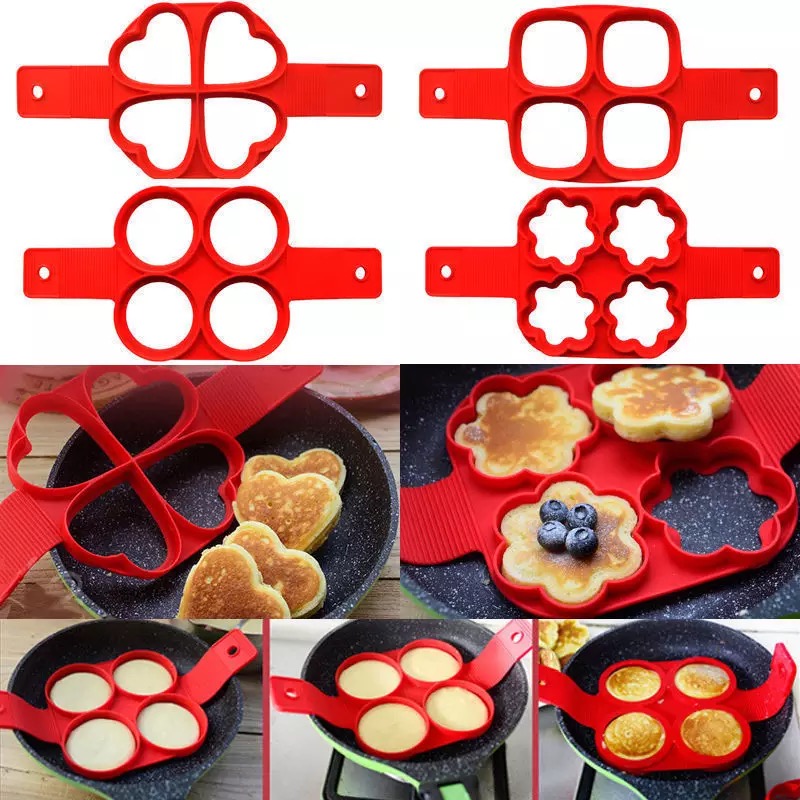 Egg Flip Pancake Ring Omelette Nonstick Cooker Pan Maker Mold Silicone Cooking Kitchen Tools Fantastic Egg Baking Accessories