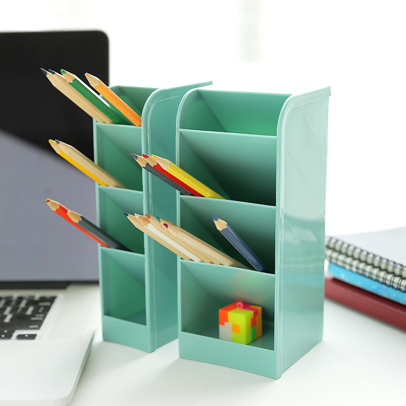 4 Grid Pencil Pot Box Case Desktop Pen Holder Table Top Home Office School Container Desk Pencil Holder Stationery Storage Box