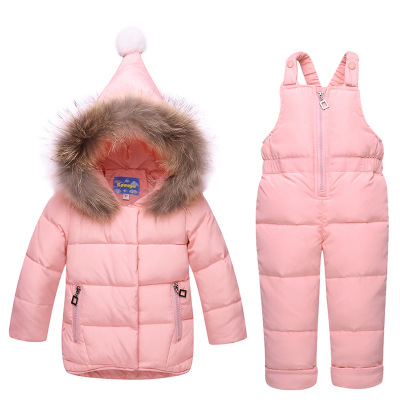 2018 Winter Infant Baby Hoodies Jacket Snowsuit Duck Down Toddler Girls Outfits Sets Snow Wear Jumpsuit Russian Winter Coat