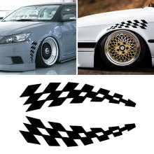 Racing Stickers Vehicle Car Decals Wheel Eyebrow Checkered Flags Safety Reflector Vinyl Stickers Prevention for Audi BMW Jeep
