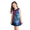 2020 Summer Kids Sleeveless Dresses Big Girls 3D Colorful Galaxy Space Starry Sky Printing A-line Dress Children Clothing Dress