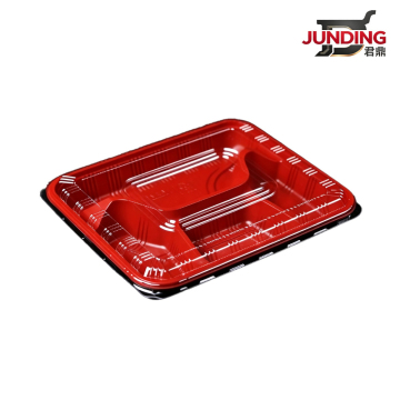 Recyclable Red Compartment Disposable Food Box