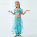 Aladdin and the Magic Lamp's Princess Jasmine Costumes Top Pants Set with Headband Girl Jasmine Halloween Birthday Party Dress