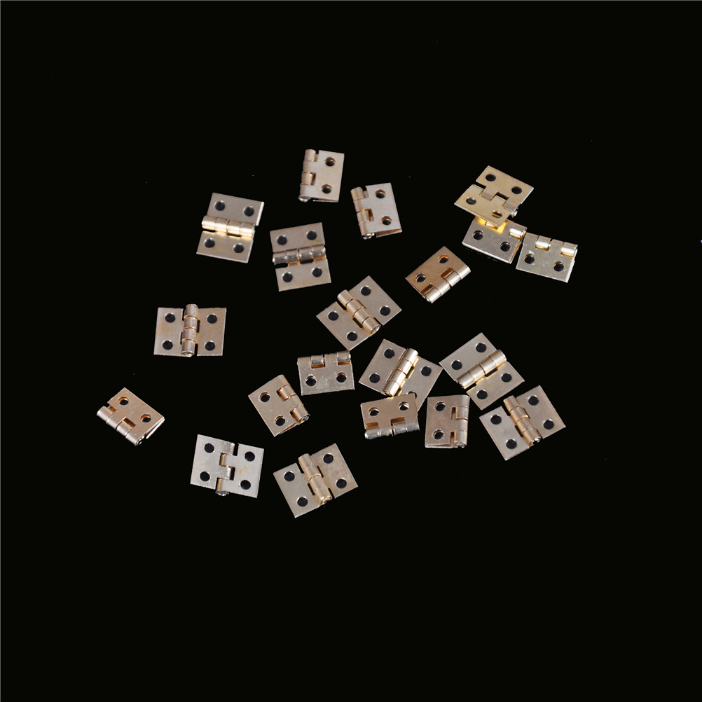 20pcs Cabinet Door Hinges Furniture Accessories Brass Plated Mini Hinge Small Decorative Jewelry Wooden Box 8mm*10mm
