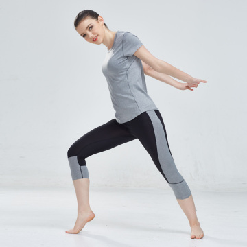 Sexy Yoga Set Running Tracksuit Gym T-shirt + Tight 3/4 Legging Pants Compression Jogging Fitness Sport Wear Women Set 2018