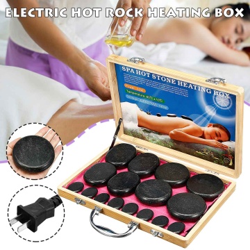 16pcs/set Hot Stone Massage Set Heater Box Heated Case Relieve Stress Back Pain Health Care Acupressure Lava Basalt Stones