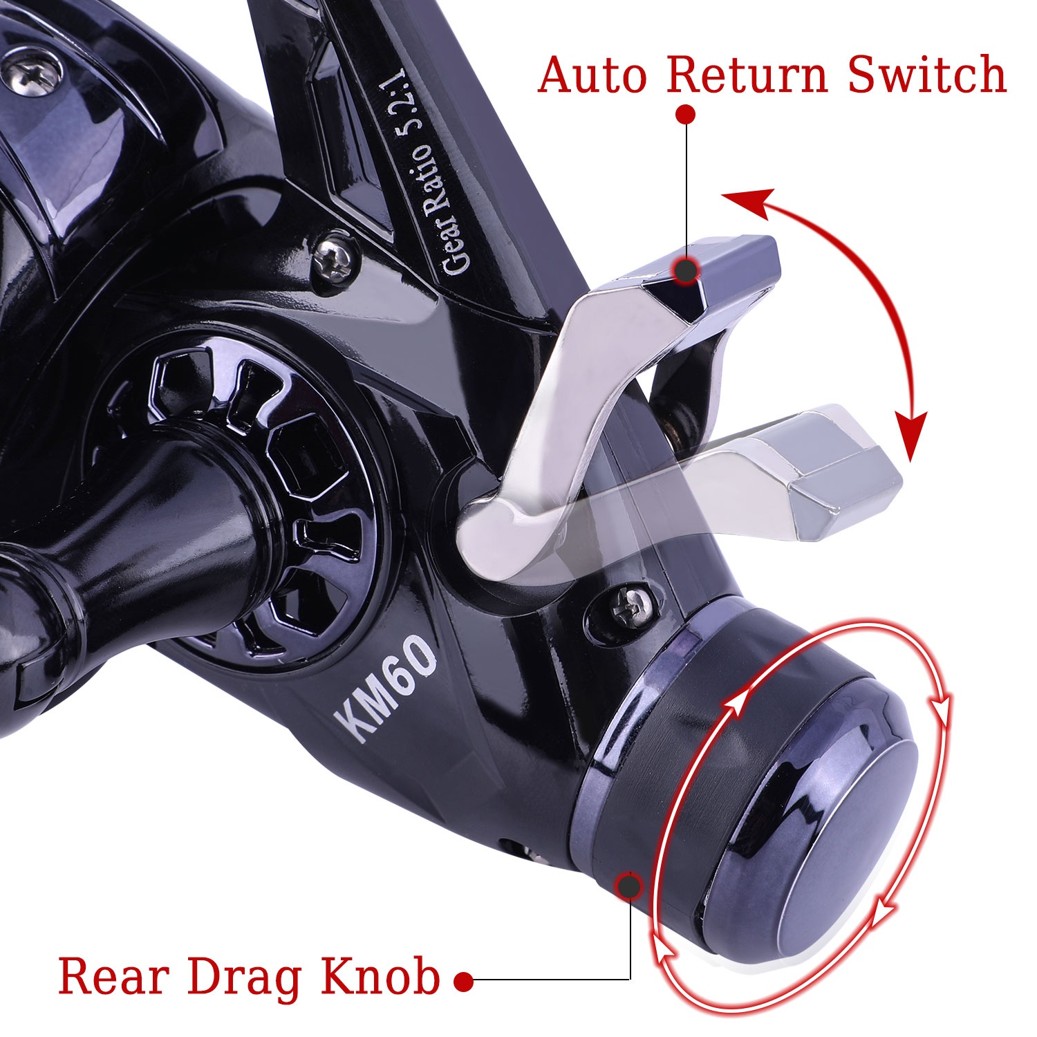 Sougayilang 5000 6000 Series Carp Fishing Reel CNC Metal Spool Double Brake Spinning Reel for Freshwater Sea Boat Fishing