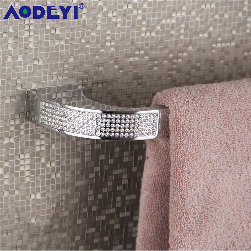 Single Towel Bar, AODEYI Luxury Bathroom Hardware Accessories with Czech Crystal, Wall Mounted, Plated Chrome or Gold Finished