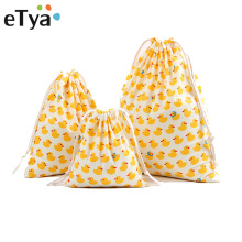 eTya Travel Luggage Drawstring Bags Storage Pouch Clothes Handbag Cotton Women Men Girls Shoes Bags Makeup Bag Quality 3pcs/set