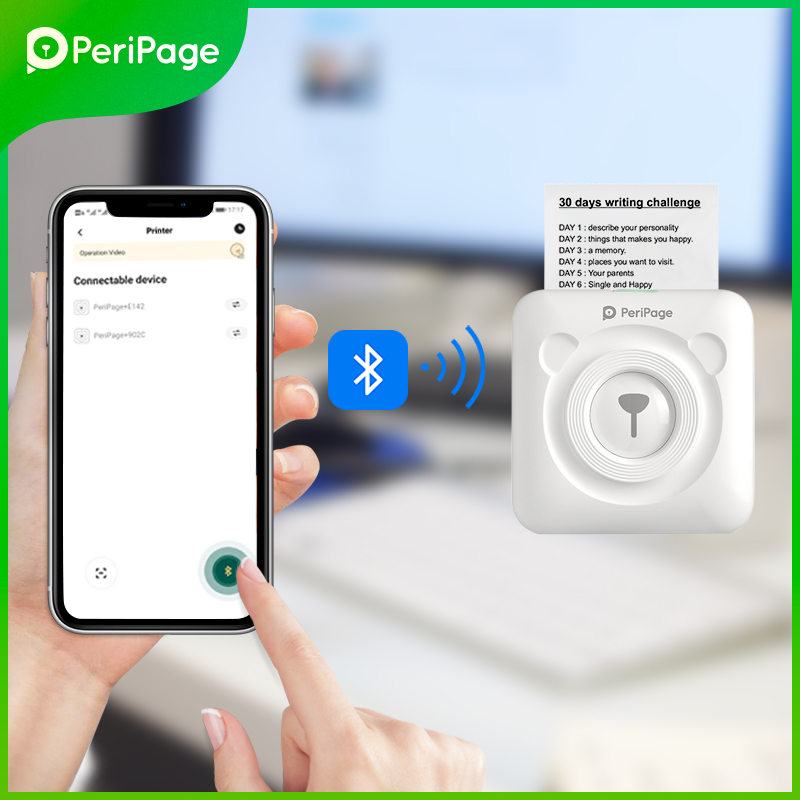 PeriPage 304dpi White Label Receipt Photo Wireless Mini Portable Thermal Bluetooth Printer A6